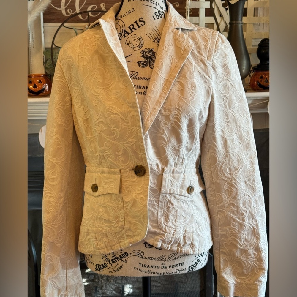 Tapestry Style Cream Blazer Tape Measure Women’s 6 Jacket Business Casual Jeans